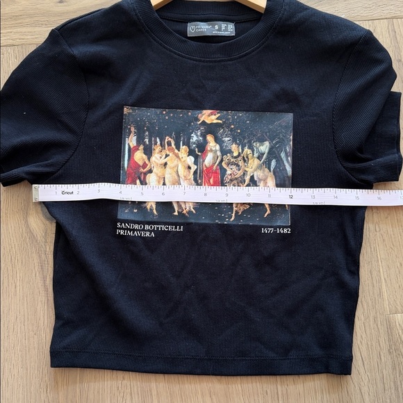 🖤 Primark Black Ribbed Short-Sleeve Tee – Botticelli “Primavera” Graphic - Picture 4 of 4